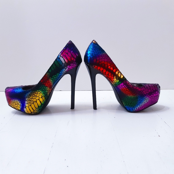 Steve Madden Rainbow Snakeskin Platform Stilettos